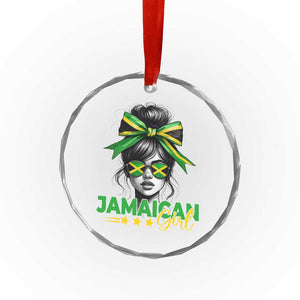 Proud Jamaican Girl Crystal Glass Ornament Jamaica Messy Bun Retro Vintage Jamaican Flag TS10 Print Your Wear