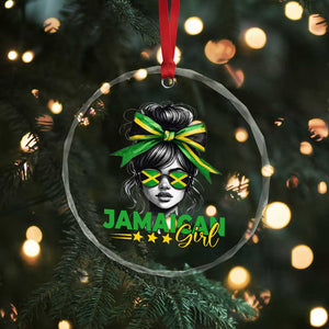 Proud Jamaican Girl Crystal Glass Ornament Jamaica Messy Bun Retro Vintage Jamaican Flag TS10 Print Your Wear