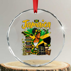 Proud Jamaican Queen Jamaica Roots Heritage Crystal Glass Ornament Doctor Bird and Island Landmarks Graphic