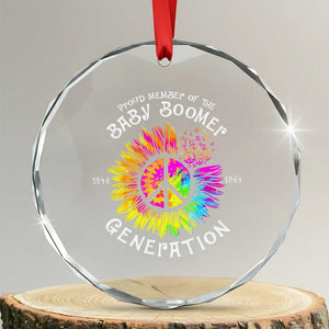 Proud Member Of The Baby Boomer Generation Crystal Glass Ornament Hippie Sunflower TS11 Transparent Glass 3'' Circle Print Your Wear