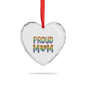 Proud Mom LGBTQ Human Rights Support Heart Crystal Glass Ornament