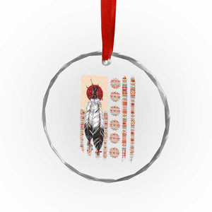 Proud Native American Flag Crystal Glass Ornament Tribal Sunflower Indigenous Peoples Day Gift