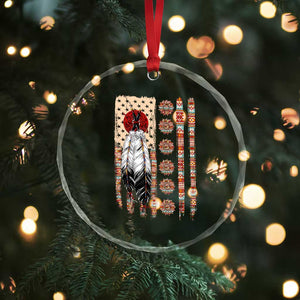 Proud Native American Flag Crystal Glass Ornament Tribal Sunflower Indigenous Peoples Day Gift