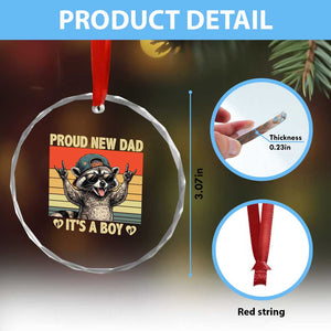 Proud New Dad It's A Boy Crystal Glass Ornament Funny Raccoon Humor Father's Day TS14 Print Your Wear