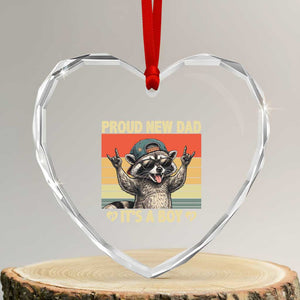 Proud New Dad It's A Boy Heart Crystal Glass Ornament Funny Raccoon Humor Father's Day TS14 Transparent Glass 3'' Heart Print Your Wear