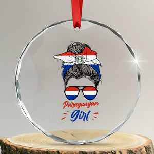 Proud Paraguayan Girl Messy Bun Bandana Aviator Sunglasses Crystal Glass Ornament Paraguay Heritage Roots HispanicLatina Pride