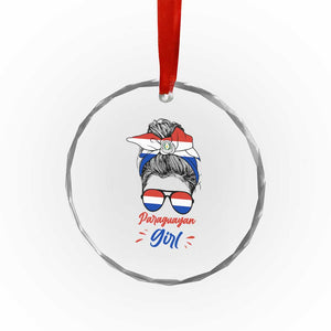 Proud Paraguayan Girl Messy Bun Bandana Aviator Sunglasses Crystal Glass Ornament Paraguay Heritage Roots HispanicLatina Pride