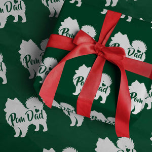 Proud Pomeranian Dad Wrapping Paper Roll Small Breed Dog Owner Gift TS12 Green Print Your Wear
