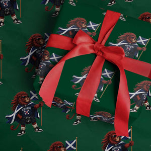 Proud Scotland Rampant Lion Wrapping Paper Roll Scottish Flag Red Lion Mascot with Kilt Football Fans