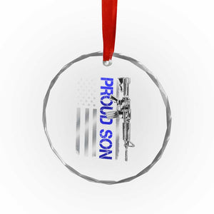 Proud Son of a Police Dad Crystal Glass Ornament Gun American Flag Family Support TS10 Print Your Wear