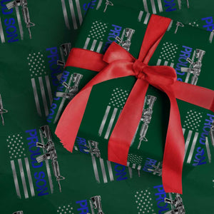 Proud Son of a Police Dad Wrapping Paper Roll Gun American Flag Family Support