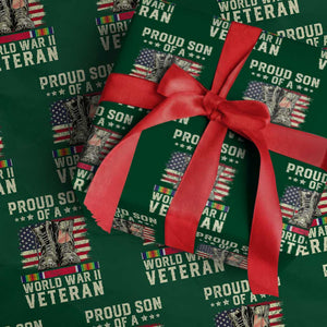 Proud Son Of World War 2 Veteran Wrapping Paper Roll WWII Vet Pride TS02 Green Print Your Wear