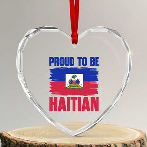 Proud To Be Haitian Heart Crystal Glass Ornament Haiti Flag Heritage Pride TS02 Transparent Glass 3'' Heart Print Your Wear