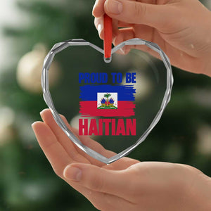 Proud To Be Haitian Heart Crystal Glass Ornament Haiti Flag Heritage Pride TS02 Print Your Wear