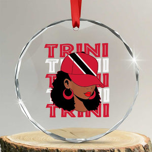 Proud Trini Afro Black Woman Crystal Glass Ornament Trinidad and Tobago Flag Pride TS10 Transparent Glass 3'' Circle Print Your Wear