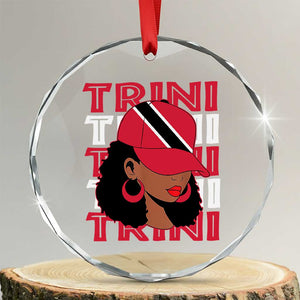 Proud Trini Afro Black Woman Crystal Glass Ornament Trinidad and Tobago Flag Pride TS10 Transparent Glass 3'' Circle Print Your Wear