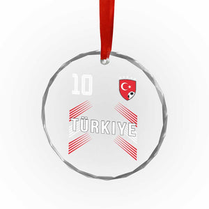 Proud Turkiye Soccer Fans Number 10 Jersey Style Crystal Glass Ornament Patriotic Turkish Football Turkey Sports Lover