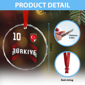 Proud Turkiye Soccer Fans Number 10 Jersey Style Crystal Glass Ornament Patriotic Turkish Football Turkey Sports Lover