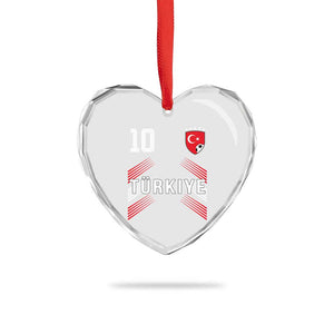 Proud Turkiye Soccer Fans Number 10 Jersey Style Heart Crystal Glass Ornament Patriotic Turkish Football Turkey Sports Lover
