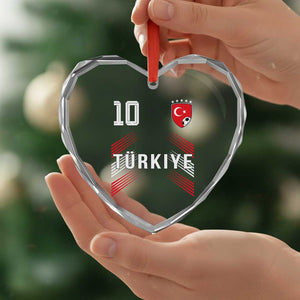 Proud Turkiye Soccer Fans Number 10 Jersey Style Heart Crystal Glass Ornament Patriotic Turkish Football Turkey Sports Lover