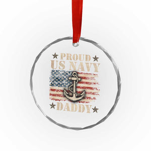 Proud US Navy Daddy Crystal Glass Ornament Vintage American Flag Anchor TS11 Print Your Wear