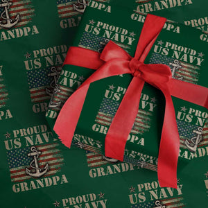 Proud US Navy Grandpa Wrapping Paper Roll Vintage American Flag Anchor TS11 Green Print Your Wear