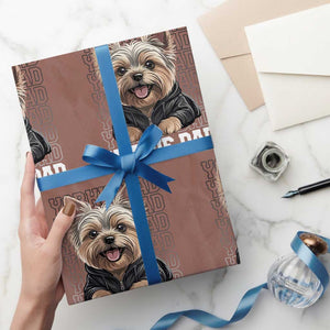 Proud Yorkshire Terrier Dad Wrapping Paper Roll Fathers Day Dog Lover Gift TS12 Mocha Print Your Wear
