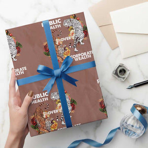 Public Health Over Corporate Wealth Wrapping Paper Roll Social Justice Tiger TS11 Mocha Print Your Wear