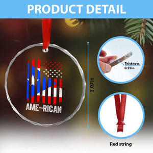 Puerto Rican American Flag Crystal Glass Ornament AME-RICAN Boricua Pride TS10 Print Your Wear