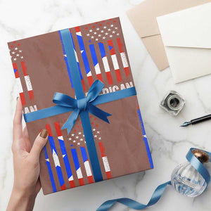 Puerto Rican American Flag Wrapping Paper Roll AME-RICAN Boricua Pride TS10 Mocha Print Your Wear