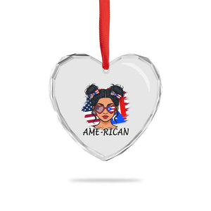 Puerto Rican American Girl Heart Crystal Glass Ornament AME-RICAN Boricua Pride TS10 Print Your Wear
