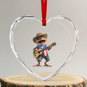 Puerto Rico Coqui Frog Puerto Rican Flag Taino Boricua Guitar Heart Crystal Glass Ornament TS11 Transparent Glass 3'' Heart Print Your Wear