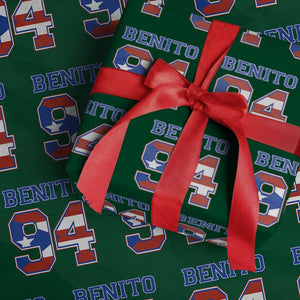 Puerto Rico Jersey Benito Number 94 Graphic Wrapping Paper Roll TS11 Green Print Your Wear