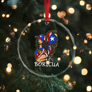 Puerto Rico Pin Up Girl Crystal Glass Ornament Taino Boricua Puerto Rican Flag TS10 Print Your Wear