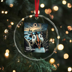 Puffin Selfie August 12 2026 Total Solar Eclipse Crystal Glass Ornament Funny Totality Photographic Astronomy Souvenir TS02 Print Your Wear