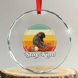 Punch Mokey Crystal Glass Ornament Viral Trend Baby Monkey Stay Kind TS14 Transparent Glass 3'' Circle Print Your Wear