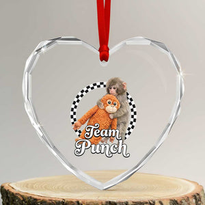 Punch Mokey Heart Crystal Glass Ornament Baby Monkey And Plush Toy Viral Trend TS14 Transparent Glass 3'' Heart Print Your Wear
