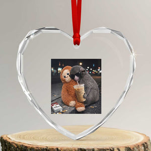 Punch Mokey Heart Crystal Glass Ornament Funny Drinking Diet Coke Sunglasses Street Meme TS14 Transparent Glass 3'' Heart Print Your Wear