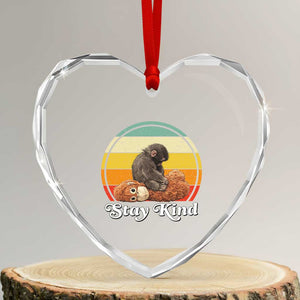 Punch Mokey Heart Crystal Glass Ornament Viral Trend Baby Monkey Stay Kind TS14 Transparent Glass 3'' Heart Print Your Wear
