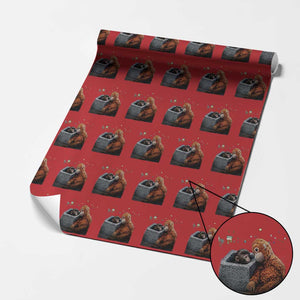Punch Mokey Wrapping Paper Roll Viral Trend Baby Monkey Streets Meme TS14 Red Print Your Wear