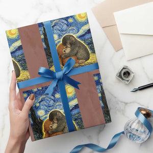 Punch Monkey Starry Night Viral Trend Wrapping Paper Roll TS14 Mocha Print Your Wear