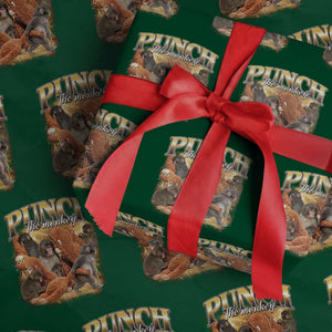 Punch The Monkey Wrapping Paper Roll Baby Monkey Punch Plush Hugging 90s Bootleg TS11 Green Print Your Wear