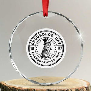 Punxsutawney Phil Groundhog Day Crystal Glass Ornament Funny Woodchuck Day 1887 TS11 Transparent Glass 3'' Circle Print Your Wear