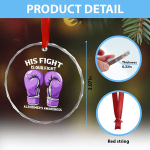 Purple Boxing Gloves Alzheimers Support Crystal Glass Ornament His Fight Our Fight