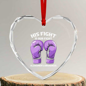 Purple Boxing Gloves Alzheimers Support Heart Crystal Glass Ornament His Fight Our Fight