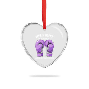 Purple Boxing Gloves Alzheimers Support Heart Crystal Glass Ornament His Fight Our Fight