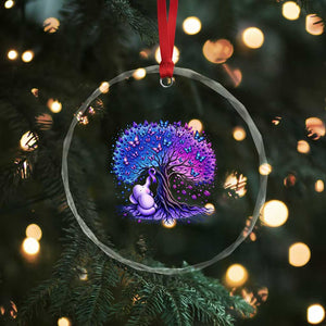 Purple Elephant Butterfly Ribbon Crystal Glass Ornament Tree Of Life Alzheimers Support