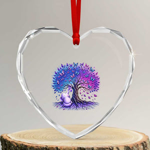 Purple Elephant Butterfly Ribbon Heart Crystal Glass Ornament Tree Of Life Alzheimers Support