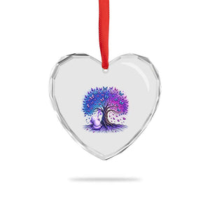 Purple Elephant Butterfly Ribbon Heart Crystal Glass Ornament Tree Of Life Alzheimers Support