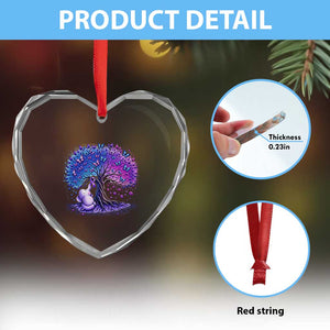 Purple Elephant Butterfly Ribbon Heart Crystal Glass Ornament Tree Of Life Alzheimers Support